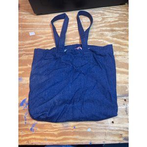 Blue canvas tote with flower lining